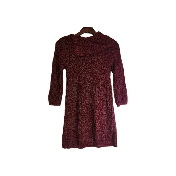 Style & Co Women Rib Knit Sweater Dress Tunic Maroon/black With Pockets X Small - Picture 2 of 6